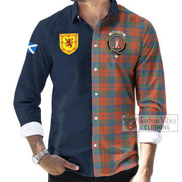 Robertson Ancient Tartan Long Sleeve Button Shirt Alba with Scottish Lion Royal Arm Half Style