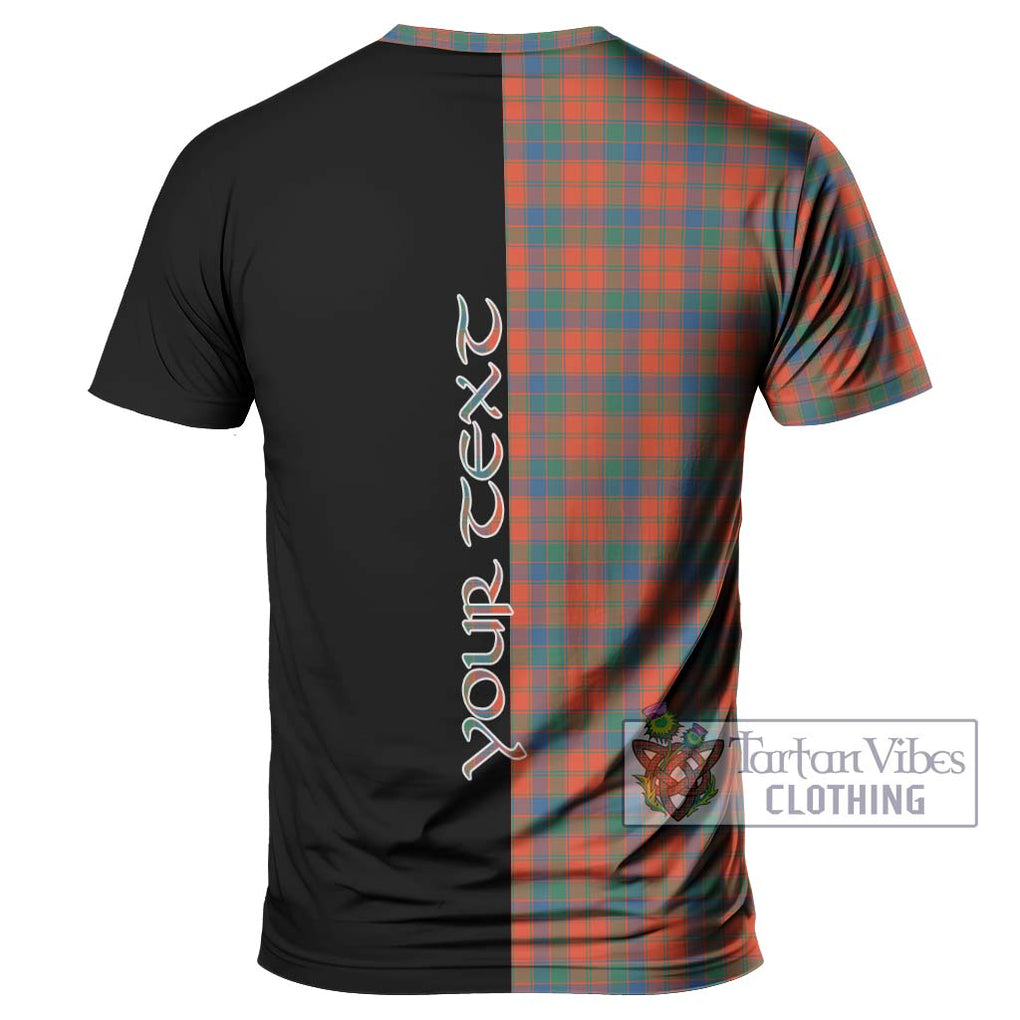 Robertson Ancient Tartan T-Shirt with Family Crest and Half Of Me Style - Tartanvibesclothing Shop