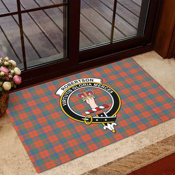 Robertson Ancient Tartan Door Mat with Family Crest