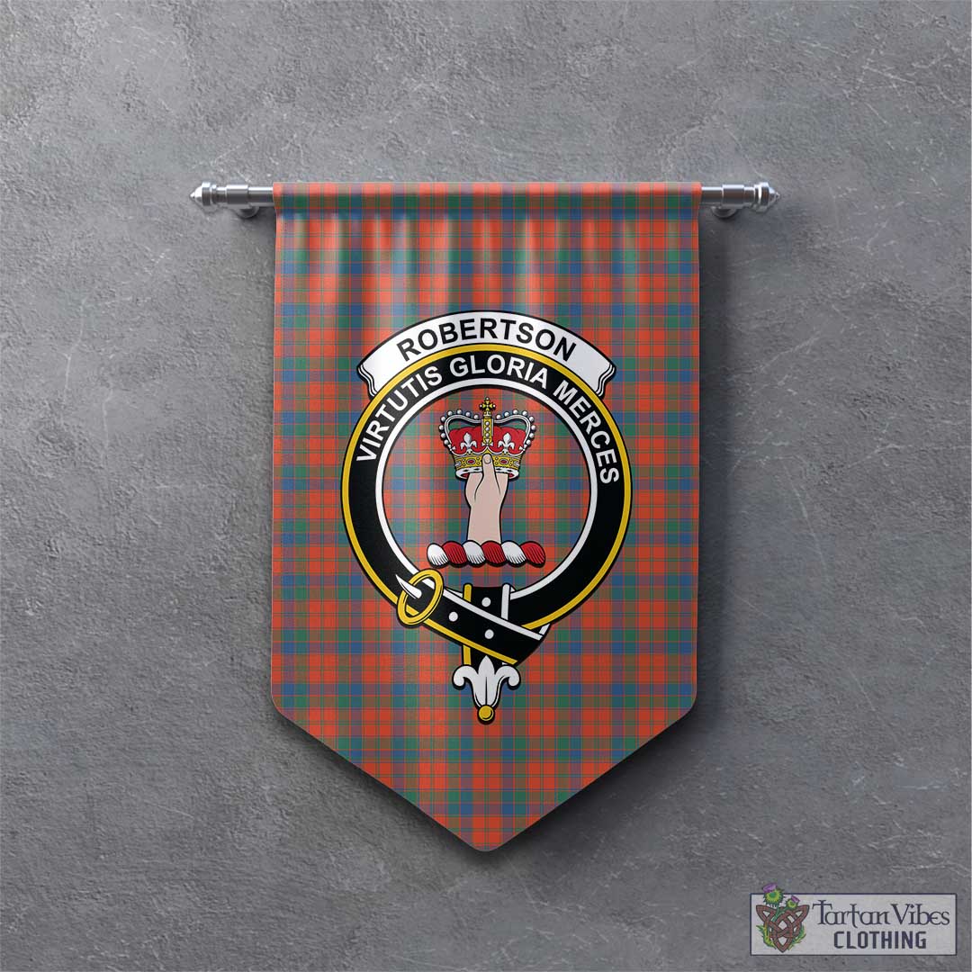 Tartan Vibes Clothing Robertson Ancient Tartan Gonfalon, Tartan Banner with Family Crest