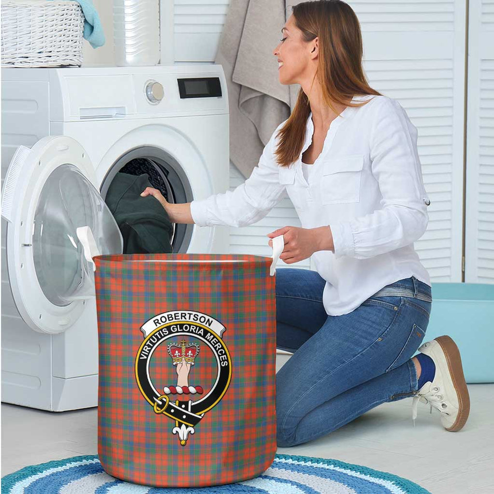 Robertson Ancient Tartan Laundry Basket with Family Crest - Tartanvibesclothing Shop