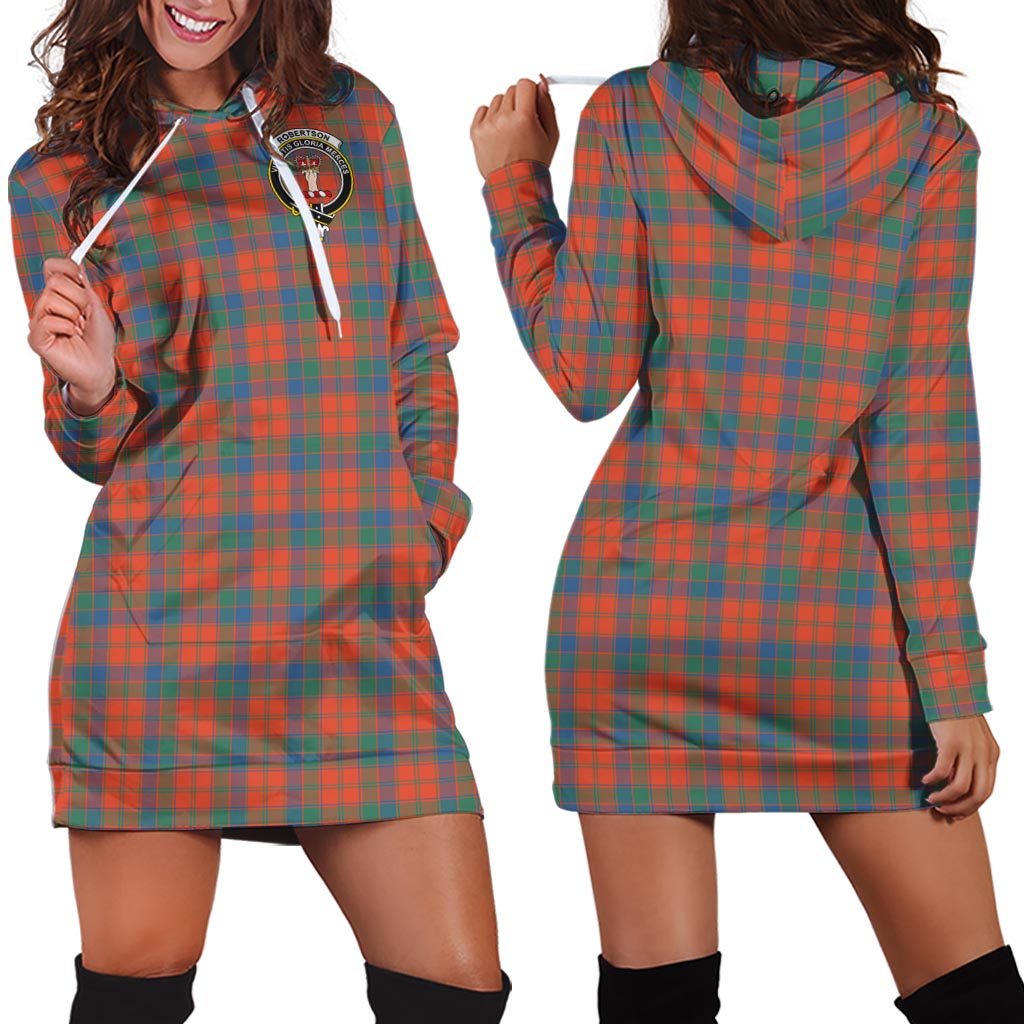 Robertson Ancient Tartan Hoodie Dress with Family Crest - Tartan Vibes Clothing