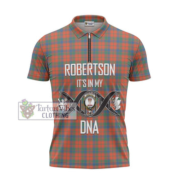 Robertson Ancient Tartan Zipper Polo Shirt with Family Crest DNA In Me Style