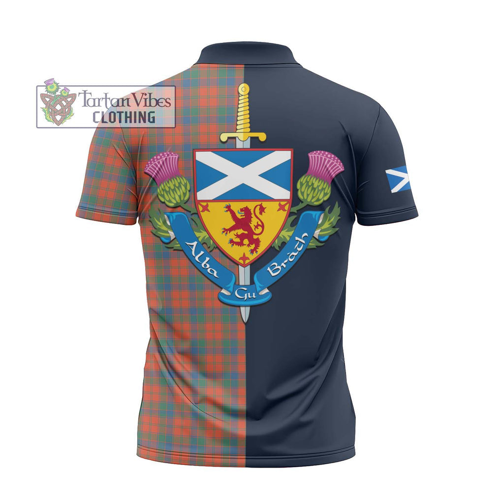 Tartan Vibes Clothing Robertson Ancient Tartan Zipper Polo Shirt with Scottish Lion Royal Arm Half Style