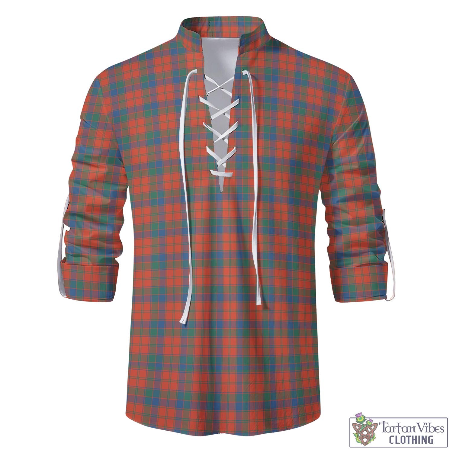 Tartan Vibes Clothing Robertson Ancient Tartan Men's Scottish Traditional Jacobite Ghillie Kilt Shirt