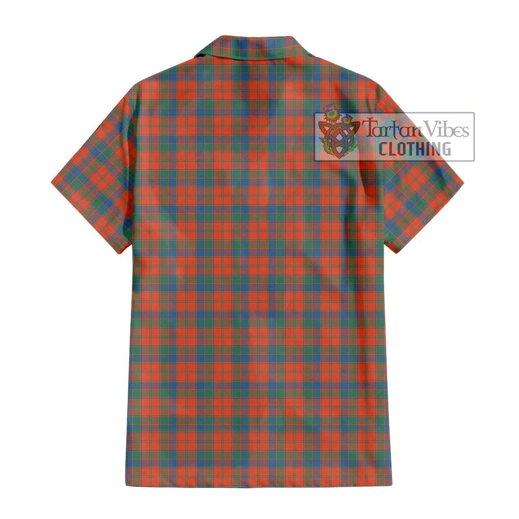 Robertson Ancient Tartan Short Sleeve Button Shirt with Family Crest DNA In Me Style - Tartanvibesclothing Shop