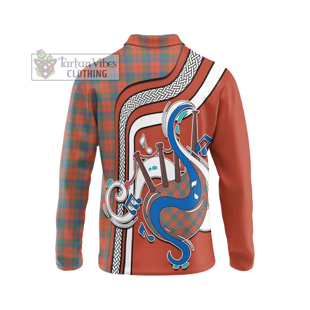 Tartan Vibes Clothing Robertson Ancient Tartan Long Sleeve Polo Shirt with Epic Bagpipe Style