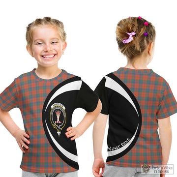 Robertson Ancient Tartan Kid T-Shirt with Family Crest Circle Style