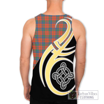 Robertson Ancient Tartan Men's Tank Top with Family Crest and Celtic Symbol Style