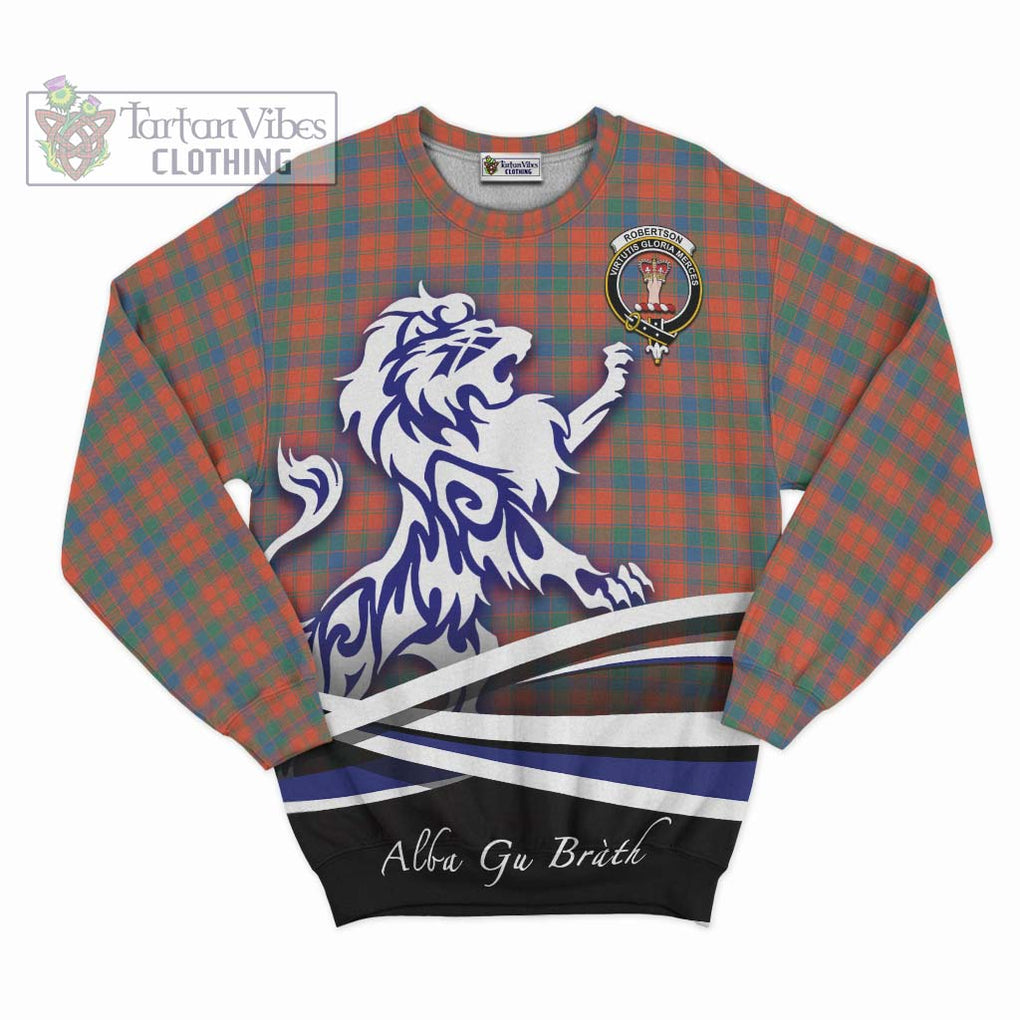 Robertson Ancient Tartan Sweatshirt with Alba Gu Brath Regal Lion Emblem - Tartanvibesclothing Shop