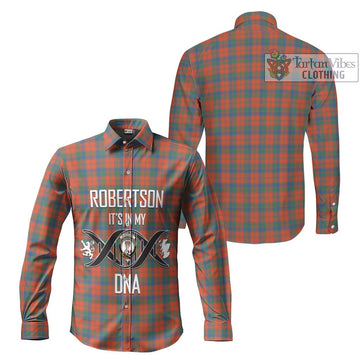 Robertson Ancient Tartan Long Sleeve Button Shirt with Family Crest DNA In Me Style