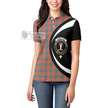 Robertson Ancient Tartan Women's Polo Shirt with Family Crest Circle Style