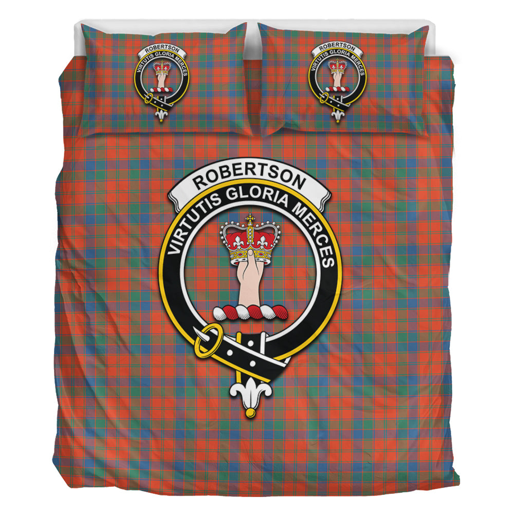 Robertson Ancient Tartan Bedding Set with Family Crest - Tartan Vibes Clothing