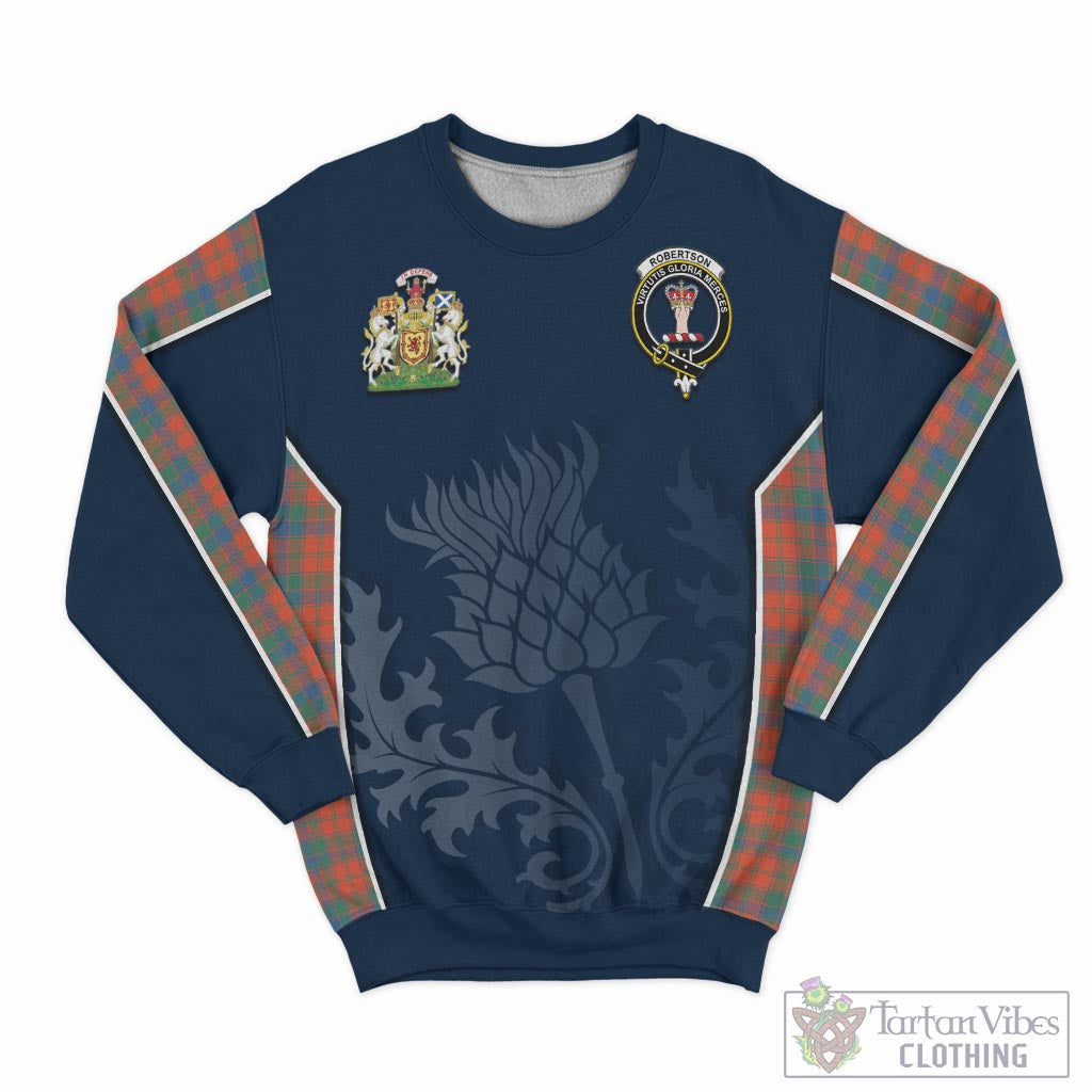 Tartan Vibes Clothing Robertson Ancient Tartan Sweatshirt with Family Crest and Scottish Thistle Vibes Sport Style