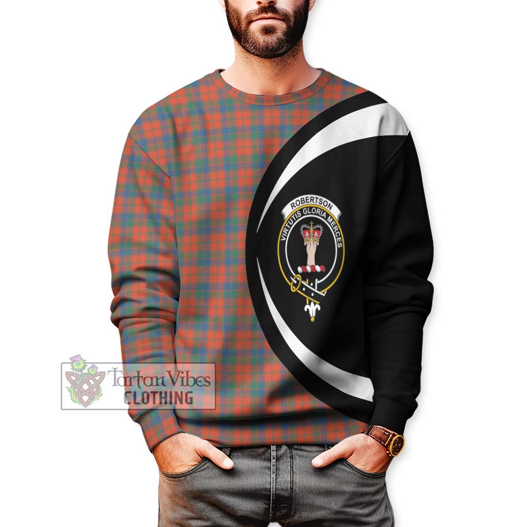 Robertson Ancient Tartan Sweatshirt with Family Crest Circle Style - Tartan Vibes Clothing