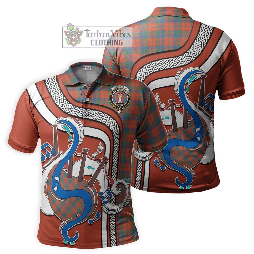 Tartan Vibes Clothing Robertson Ancient Tartan Polo Shirt with Epic Bagpipe Style