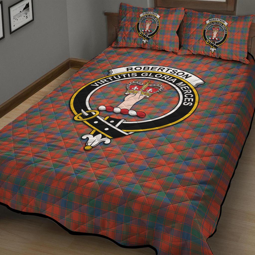 Robertson Ancient Tartan Quilt Bed Set with Family Crest - Tartan Vibes Clothing