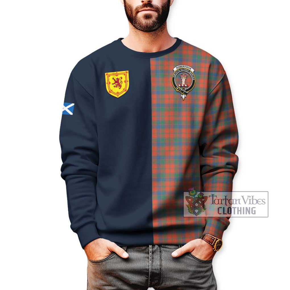 Tartan Vibes Clothing Robertson Ancient Tartan Sweatshirt with Scottish Lion Royal Arm Half Style