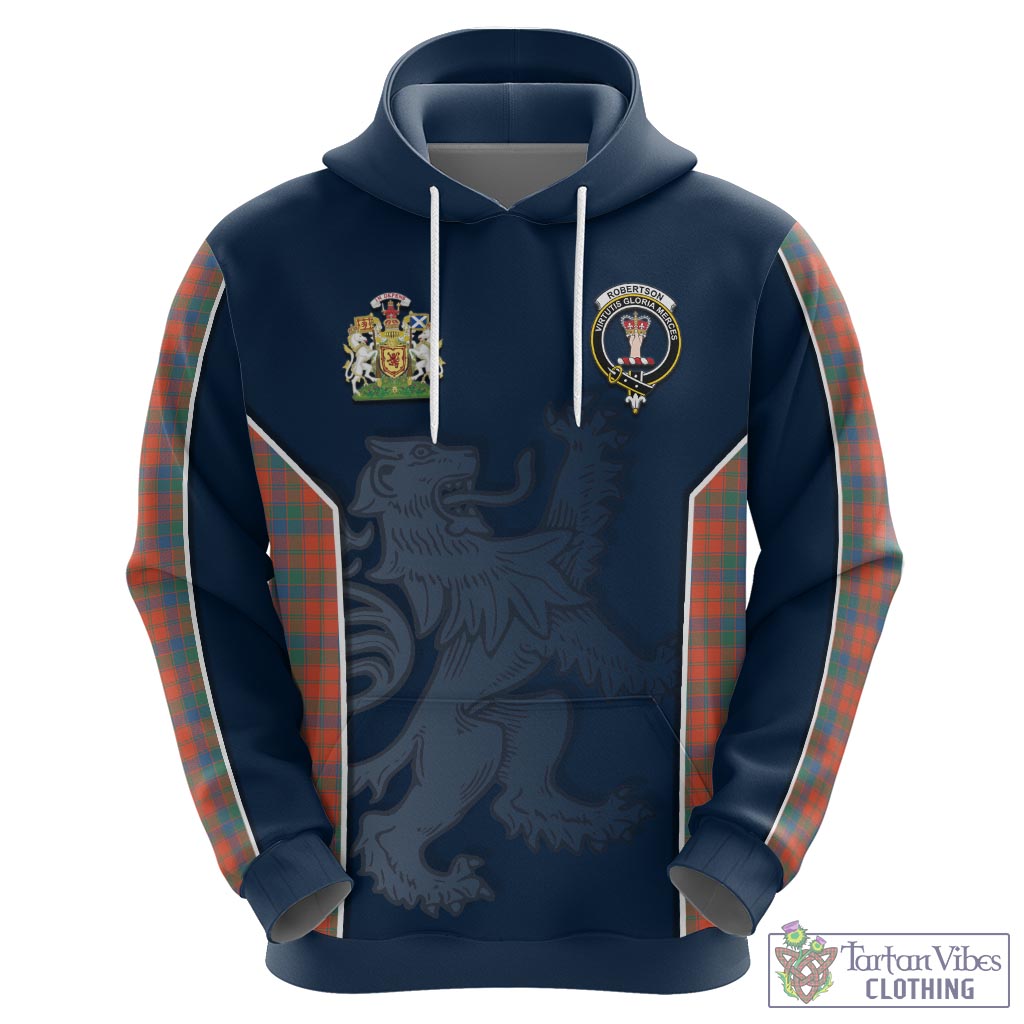 Tartan Vibes Clothing Robertson Ancient Tartan Hoodie with Family Crest and Lion Rampant Vibes Sport Style