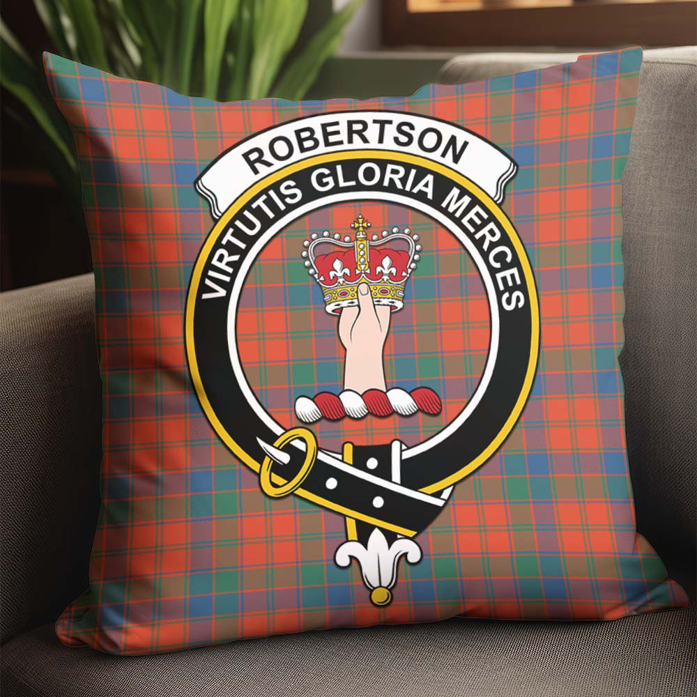 Robertson Ancient Tartan Pillow Cover with Family Crest - Tartanvibesclothing