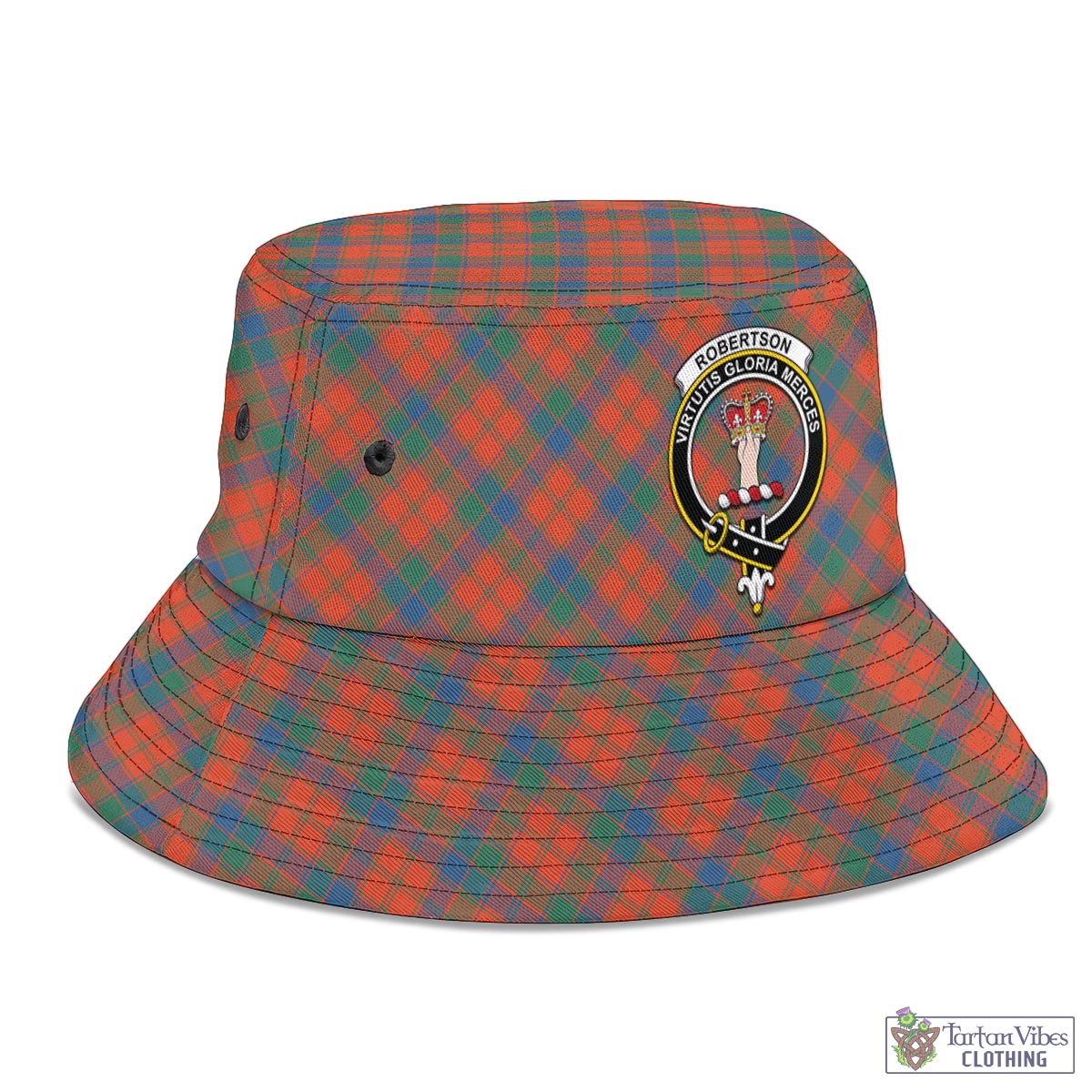 Tartan Vibes Clothing Robertson Ancient Tartan Bucket Hat with Family Crest