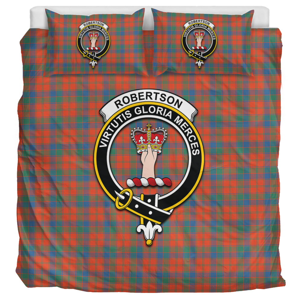 Robertson Ancient Tartan Bedding Set with Family Crest UK Bedding Set UK Super King 104*94 inch - Tartan Vibes Clothing