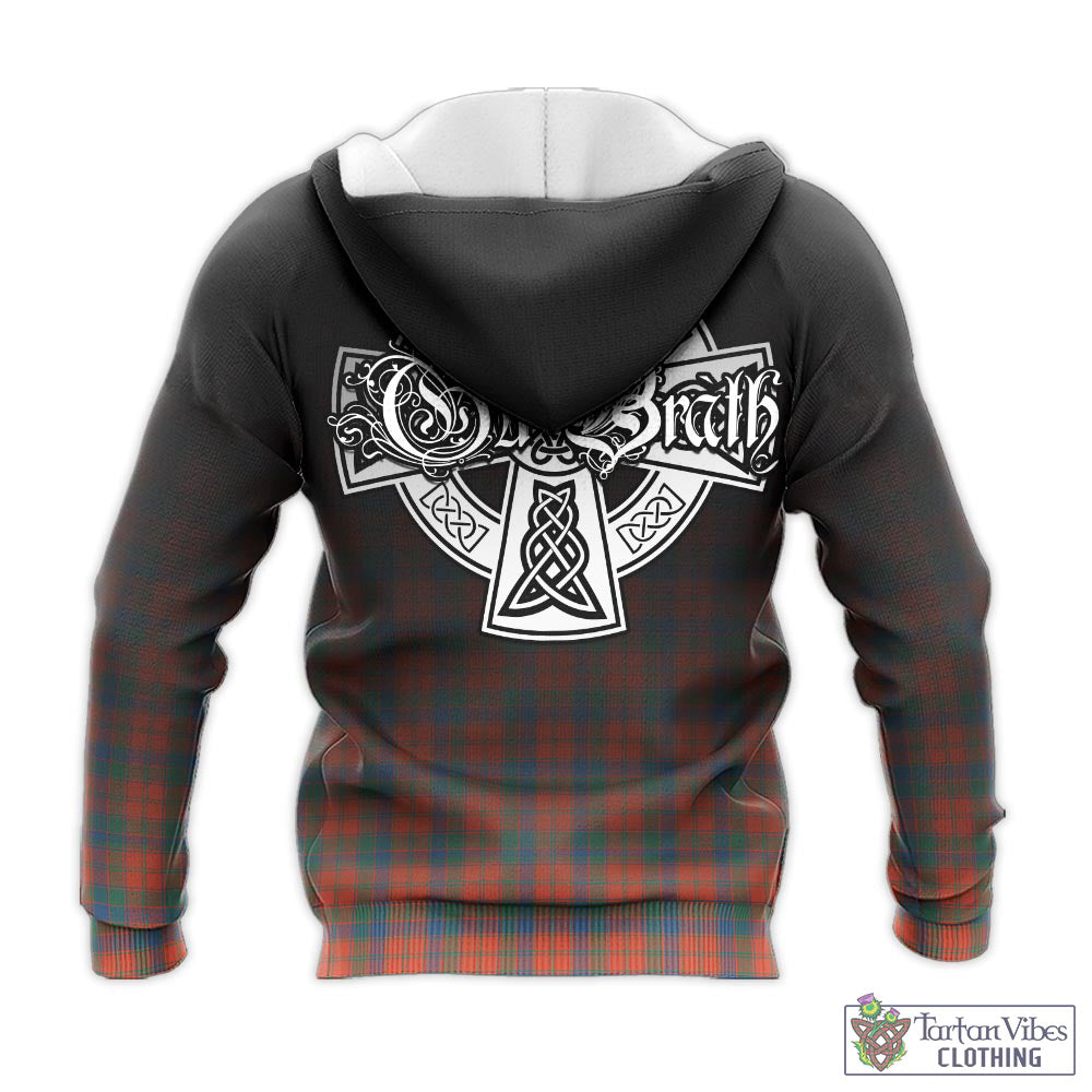 Tartan Vibes Clothing Robertson Ancient Tartan Knitted Hoodie Featuring Alba Gu Brath Family Crest Celtic Inspired