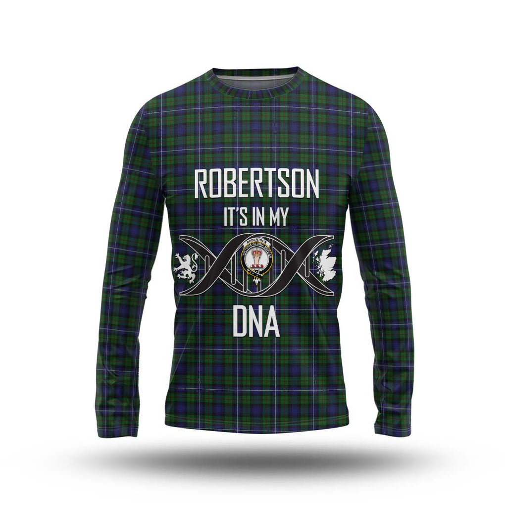 Robertson Hunting Tartan Long Sleeve T-Shirt with Family Crest DNA In Me Style Unisex - Tartanvibesclothing Shop