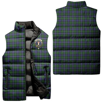 Robertson Hunting Tartan Sleeveless Puffer Jacket with Family Crest