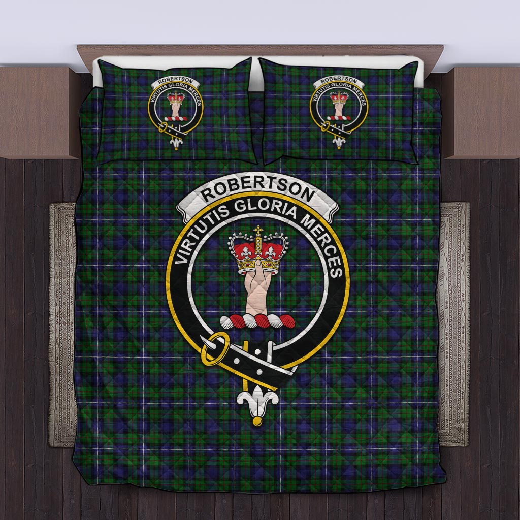 Robertson Hunting Tartan Quilt Bed Set with Family Crest Twin - Tartan Vibes Clothing