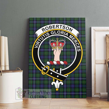 Robertson Hunting Tartan Canvas Print Wall Art with Family Crest