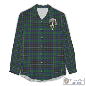 Robertson Hunting Tartan Women's Casual Shirt with Family Crest