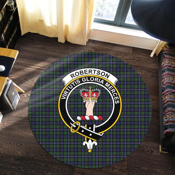 Robertson Hunting Tartan Round Rug with Family Crest