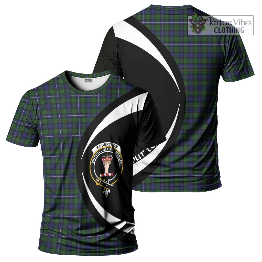 Tartan Vibes Clothing Robertson Hunting Tartan T-Shirt with Family Crest Circle Style