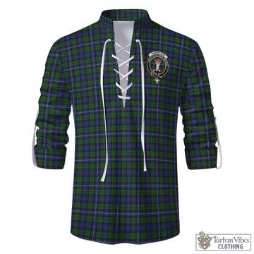 Robertson Hunting Tartan Men's Scottish Traditional Jacobite Ghillie Kilt Shirt with Family Crest