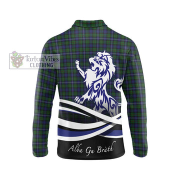 Robertson Hunting Tartan Long Sleeve Polo Shirt with Alba Gu Brath Regal Lion Emblem