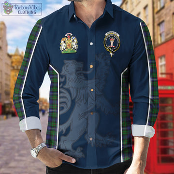 Robertson Hunting Tartan Long Sleeve Button Up Shirt with Family Crest and Lion Rampant Vibes Sport Style