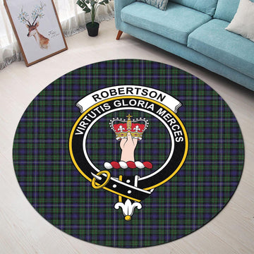 Robertson Hunting Tartan Round Rug with Family Crest