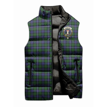 Robertson Hunting Tartan Sleeveless Puffer Jacket with Family Crest