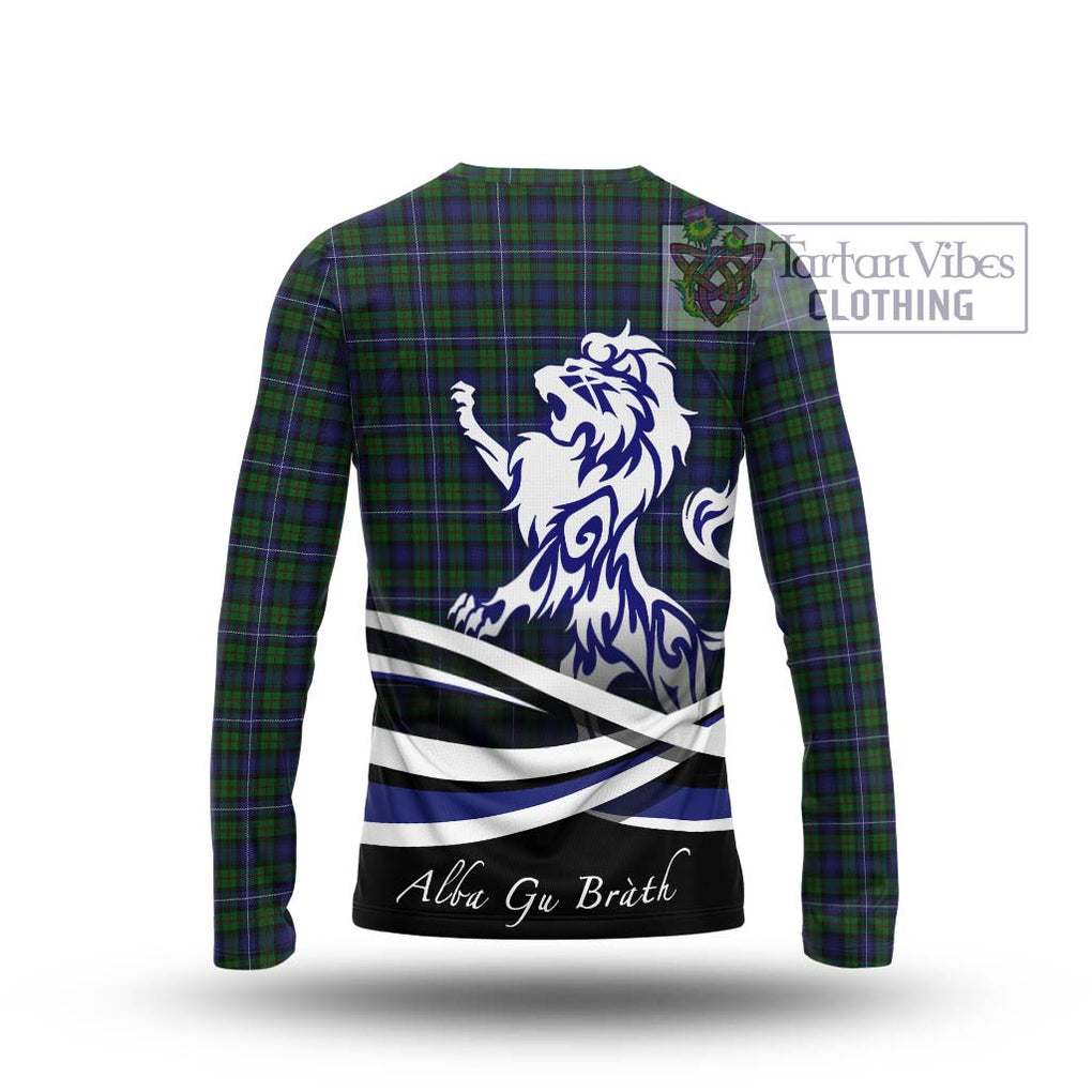 Robertson Hunting Tartan Long Sleeve T-Shirt with Alba Gu Brath Regal Lion Emblem - Tartanvibesclothing Shop