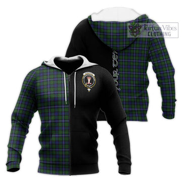 Robertson Hunting Tartan Knitted Hoodie with Family Crest and Half Of Me Style