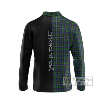 Robertson Hunting Tartan Long Sleeve Polo Shirt with Family Crest and Half Of Me Style