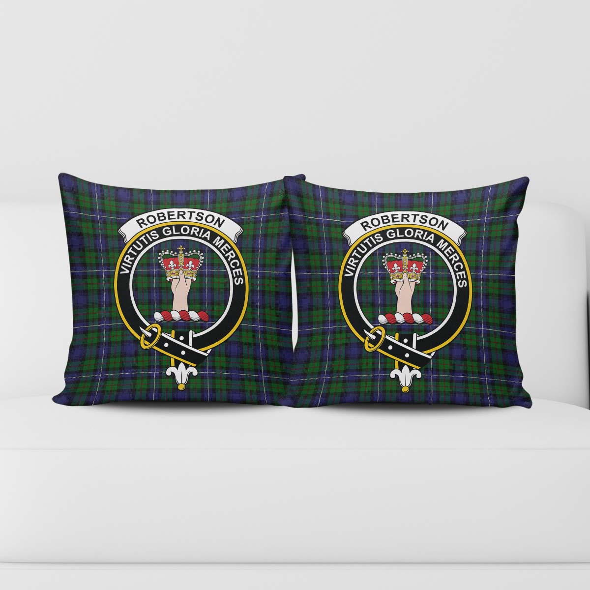 Robertson Hunting Tartan Pillow Cover with Family Crest - Tartanvibesclothing