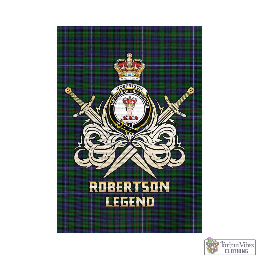 Tartan Vibes Clothing Robertson Hunting Tartan Flag with Clan Crest and the Golden Sword of Courageous Legacy