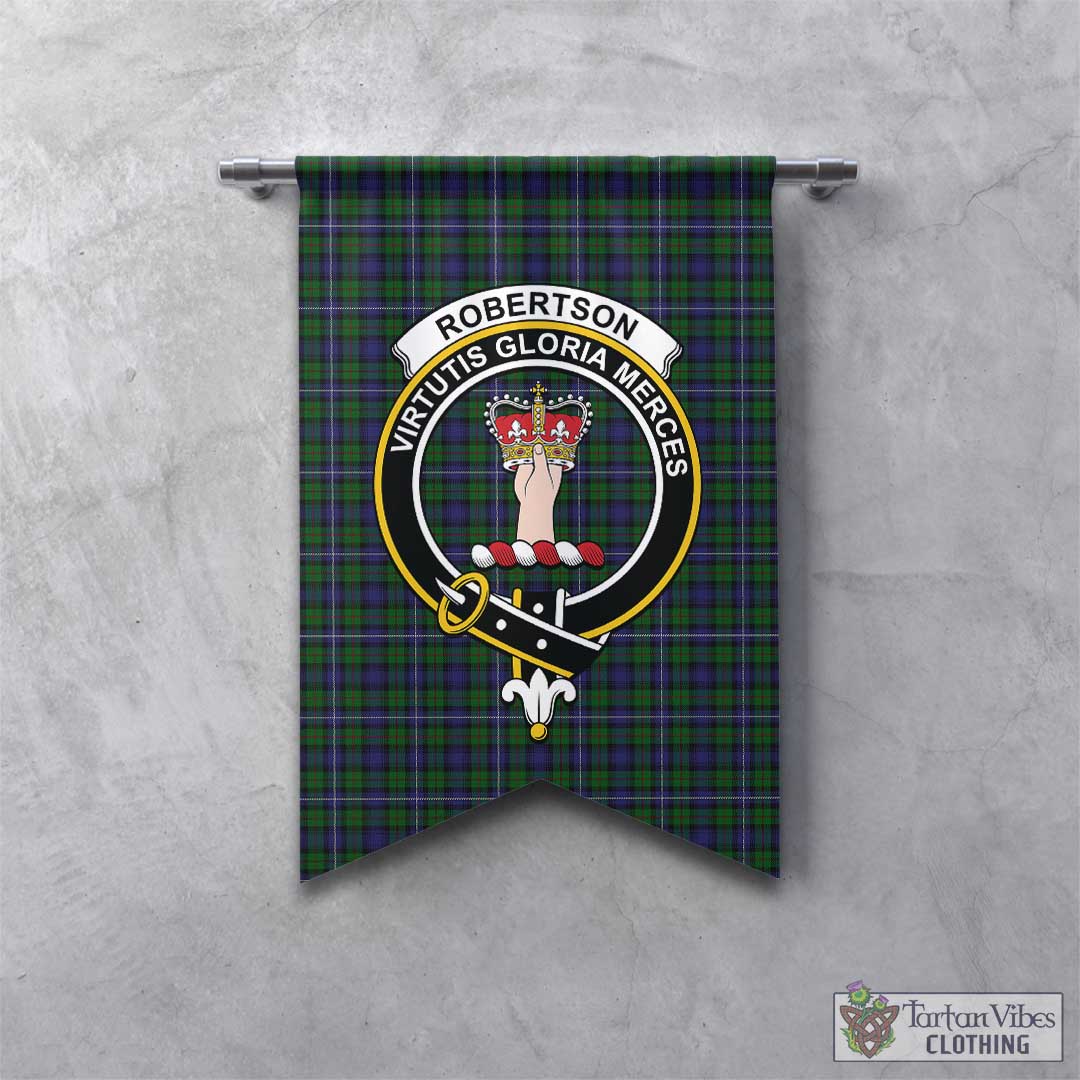 Tartan Vibes Clothing Robertson Hunting Tartan Gonfalon, Tartan Banner with Family Crest