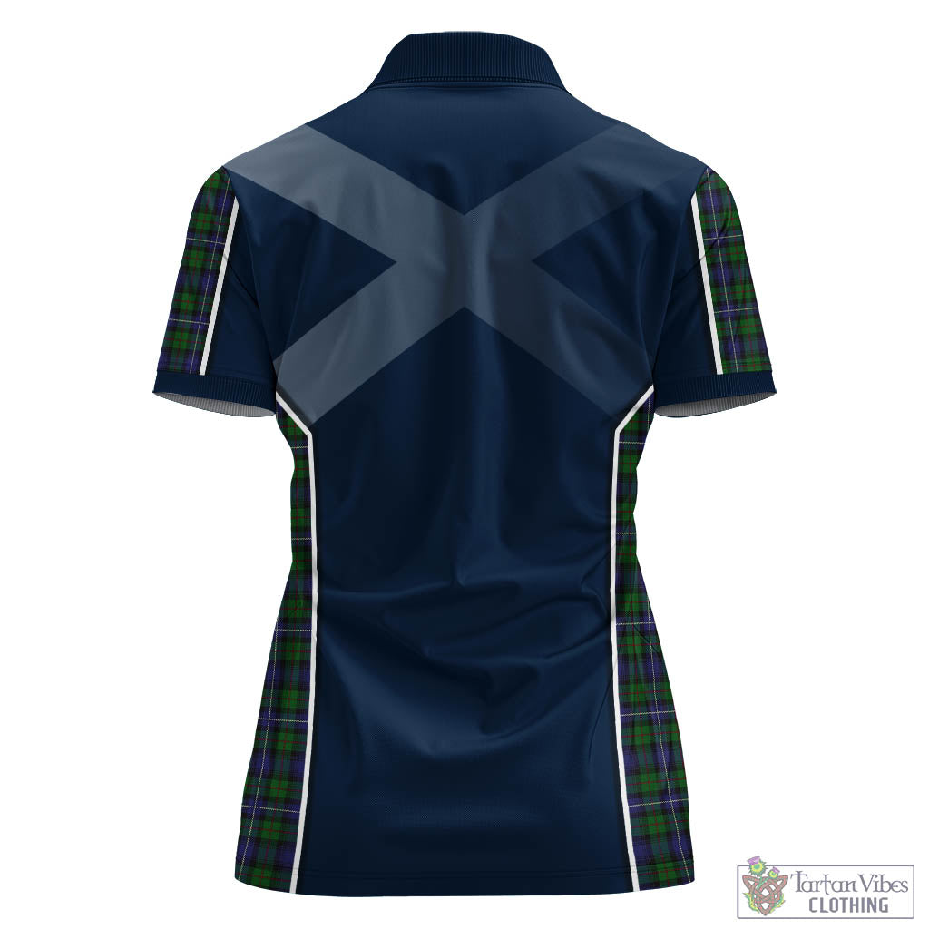 Tartan Vibes Clothing Robertson Hunting Tartan Women's Polo Shirt with Family Crest and Scottish Thistle Vibes Sport Style