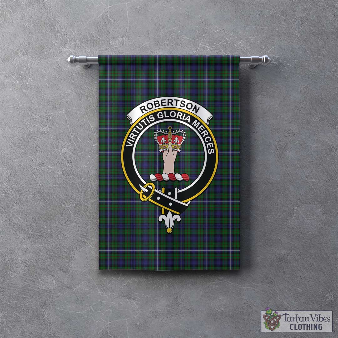 Tartan Vibes Clothing Robertson Hunting Tartan Gonfalon, Tartan Banner with Family Crest