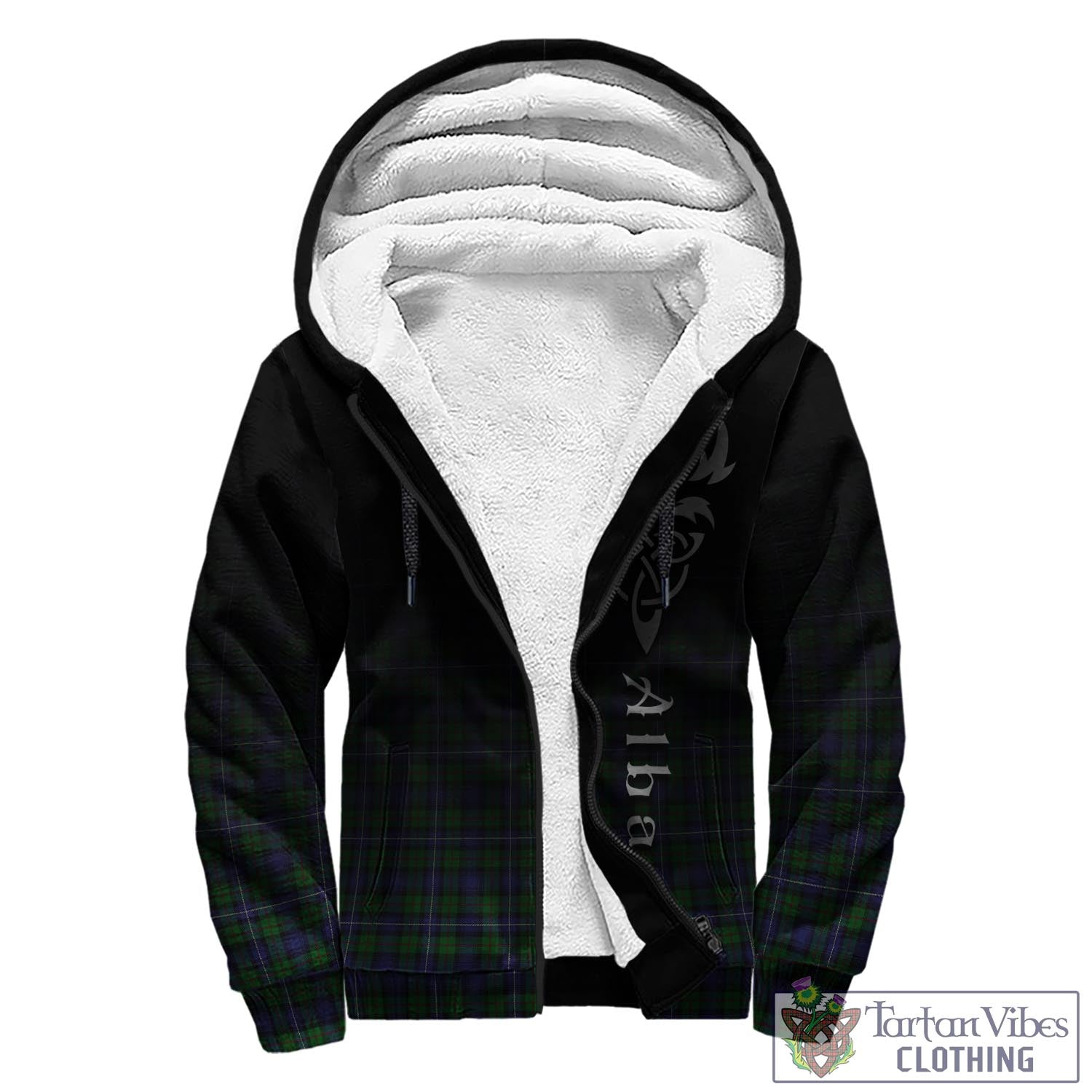 Tartan Vibes Clothing Robertson Hunting Tartan Sherpa Hoodie Featuring Alba Gu Brath Family Crest Celtic Inspired