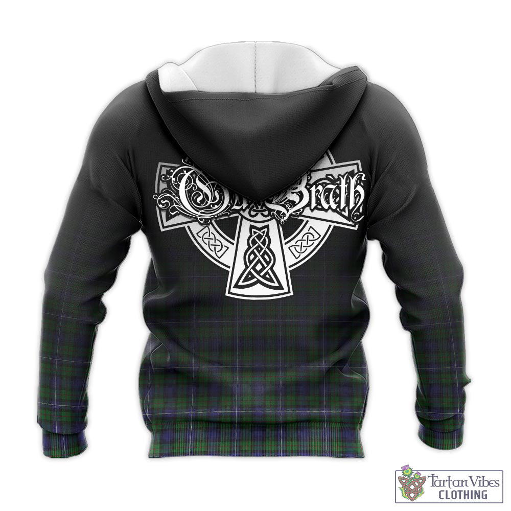 Tartan Vibes Clothing Robertson Hunting Tartan Knitted Hoodie Featuring Alba Gu Brath Family Crest Celtic Inspired