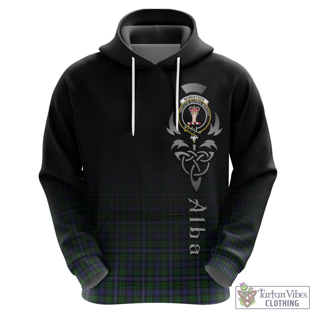 Tartan Vibes Clothing Robertson Hunting Tartan Hoodie Featuring Alba Gu Brath Family Crest Celtic Inspired